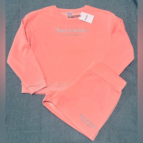 Juicy Couture 2pc Fleece Set Sweatshirt & Shorts - Picture 1 of 13